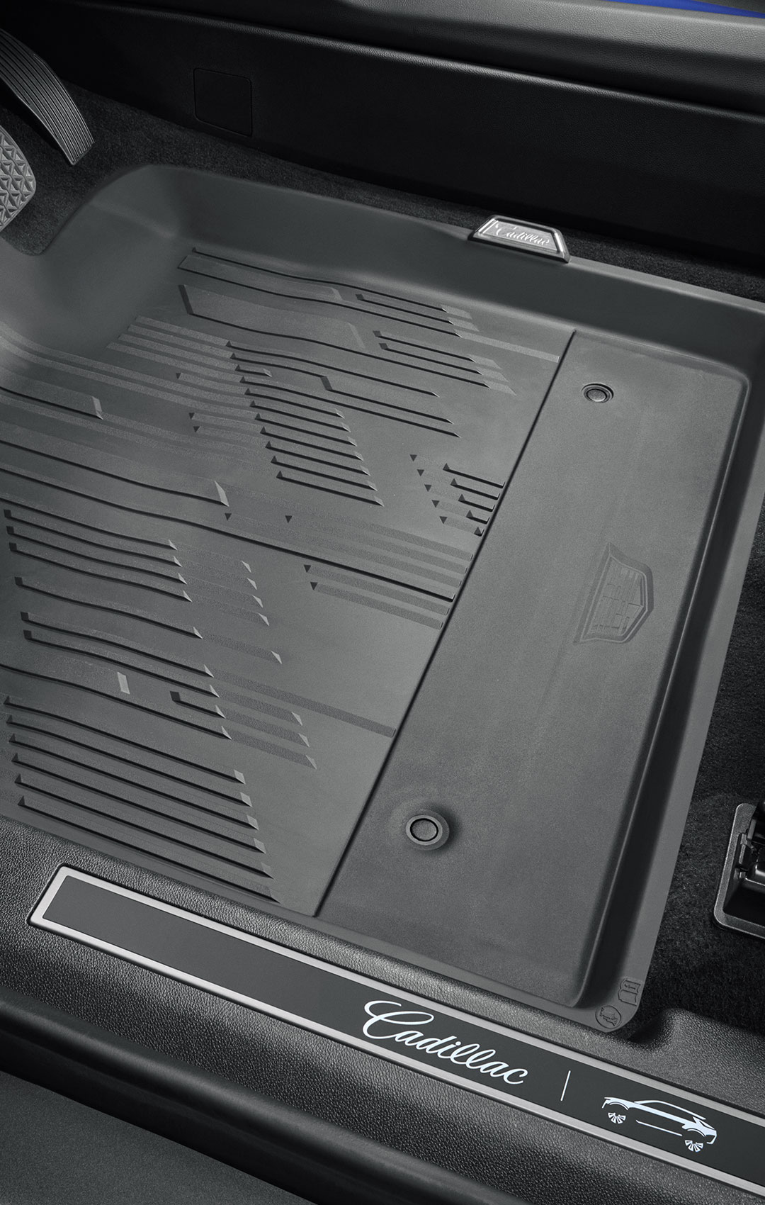  Tapete de vinil rígido con emblema para primera y segunda fila de asientos de la nueva Cadillac Lyriq, SUV eléctrica de lujo